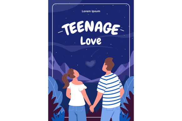 Download Teenage Love Poster Flat Vector Template - Premium Resources