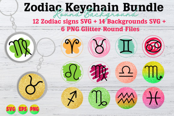 Download Zodiac Signs Keychain Bundle, Glitter - Premium Resources